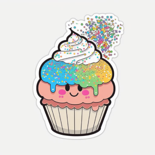 cupcacke sticker made using midjourney for redbubble